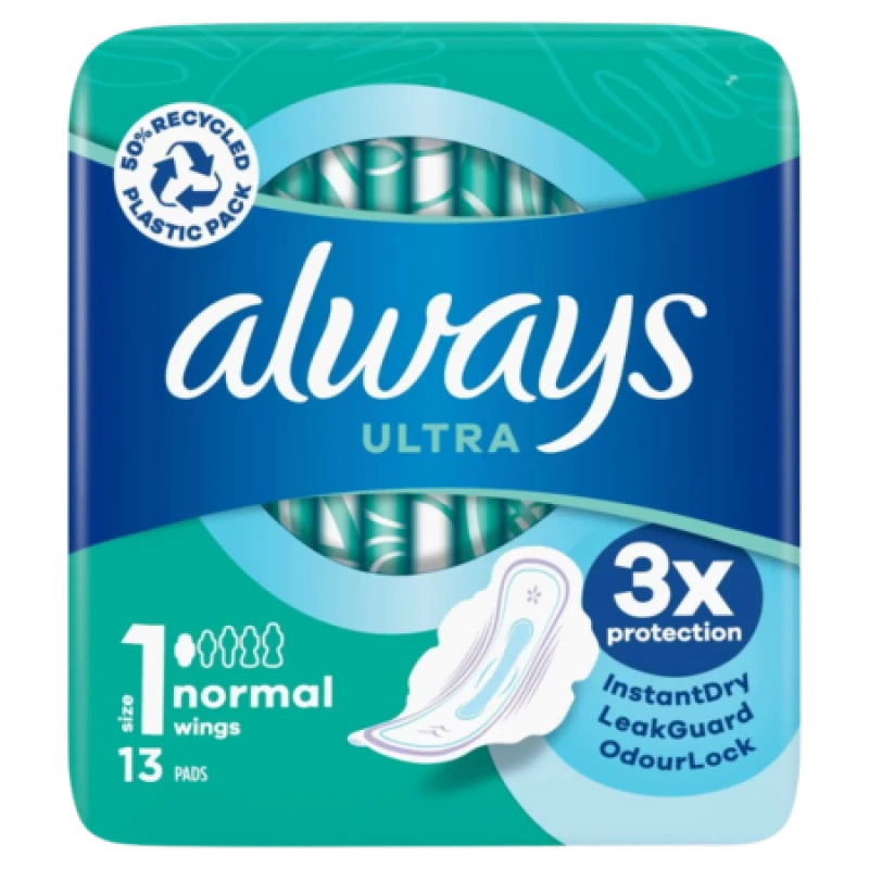 Image of Always Always Ultra Day Sanitary Pads Normal With Wings Size 1 Packet x13 Pads (Pack of 16) C005790 C005790