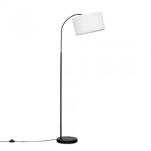Image of Curva Floor Lamp in Black with Large White Reni Shade