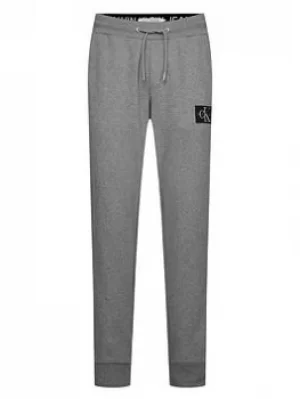 Image of Calvin Klein Jeans Ck Jeans Monogram Patch Joggers, Grey Heather, Size 2XL, Men