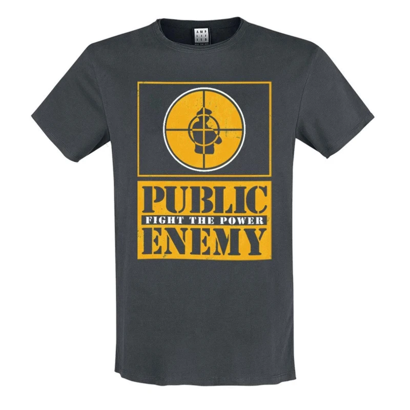 Image of Amplified Amplified Men Fight The Power Public Enemy T-Shirt in Charcoal Size: Small Charcoal S Male 5063470408214