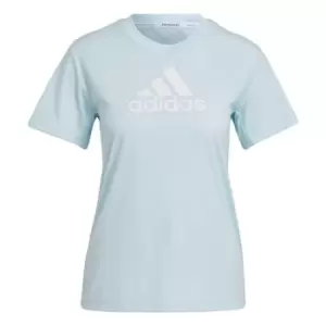 Image of adidas Primeblue Designed 2 Move Logo Sport T-Shirt Women - Almost Blue / White
