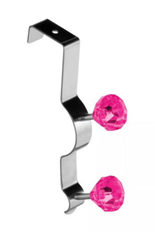 Image of Premier Housewares Over Door Diamantes Double Hook Pink