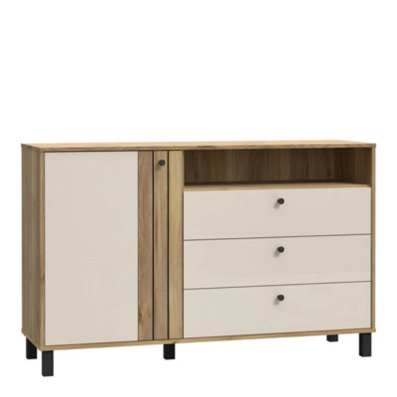 Image of Furniture To Go Grafton 1 Door 3 Drawer Chest In Cream And Oak