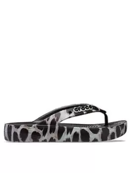 Image of Crocs Crocs Animal Remix Platform Flip Flops, Leopard, Size 5, Women