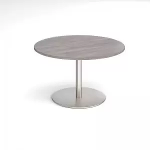 Image of Eternal circular boardroom table 1200mm - brushed steel base and grey
