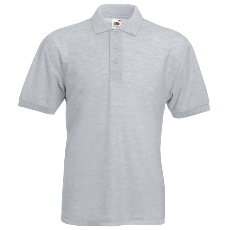 Image of Fruit Of The Loom Fruit of the Loom Men 65 35 Pique Short Sleeve Polo Shirt in Grey Size: Small Grey S Male 5055747648836