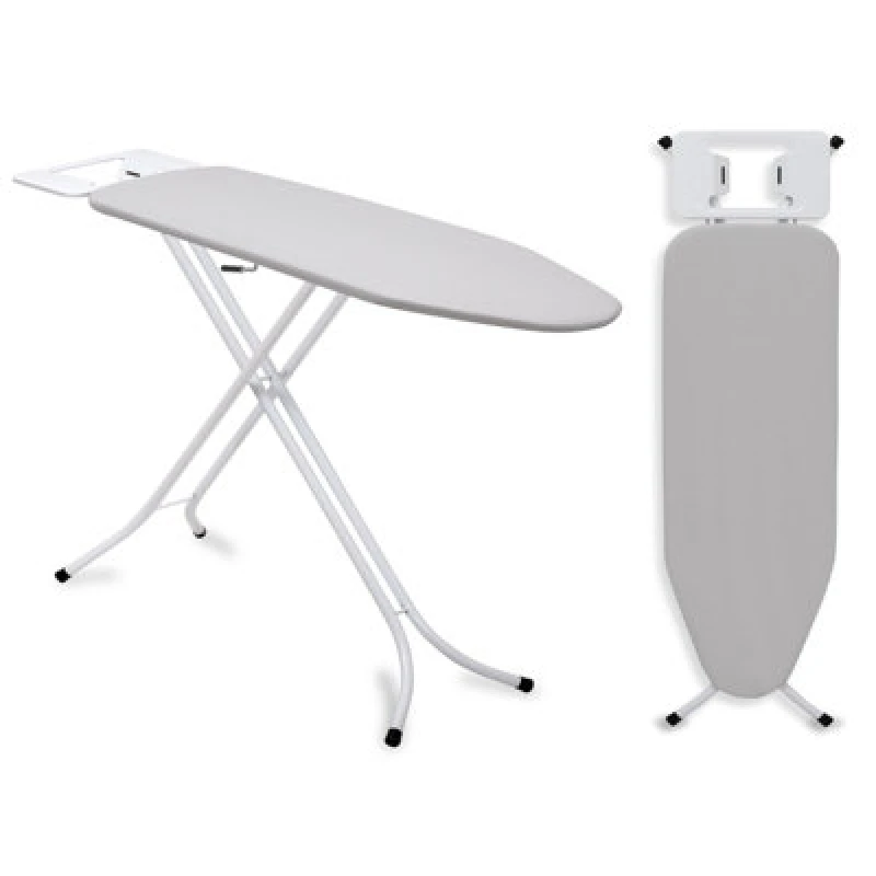 Image of Gr8 Home Ironing Board Folding Adjustable Non Slip Feet And Iron Rack Grey White 110x34cm Grey unisex