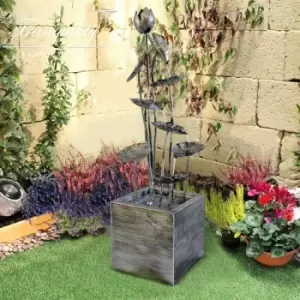 Image of Grand Zinc Flower Solar Powered Water Feature