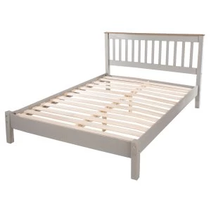 Image of Halea 4'6'' Pine Double Bed Frame - Grey