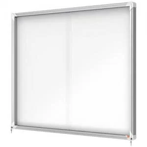 Image of Nobo Premium Plus Magnetic Lockable Notice Board 15xA4 White