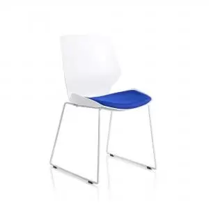 Image of Florence Sled White Frame Bespoke Stevia Blue Fabric Visitor Chair