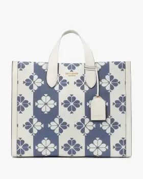 Image of Kate Spade Spade Flower Two,Tone Canvas Manhattan Large Tote Bag Bag, Halo White Multi, One Size