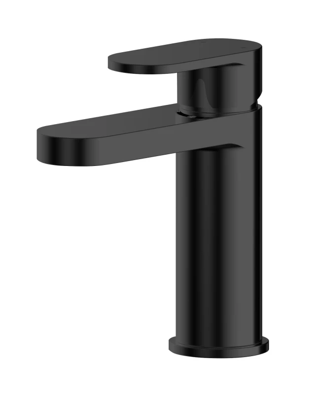 Image of Balterley Current Round Mono Basin Mixer Tap with Push Button Waste Matt Black Black