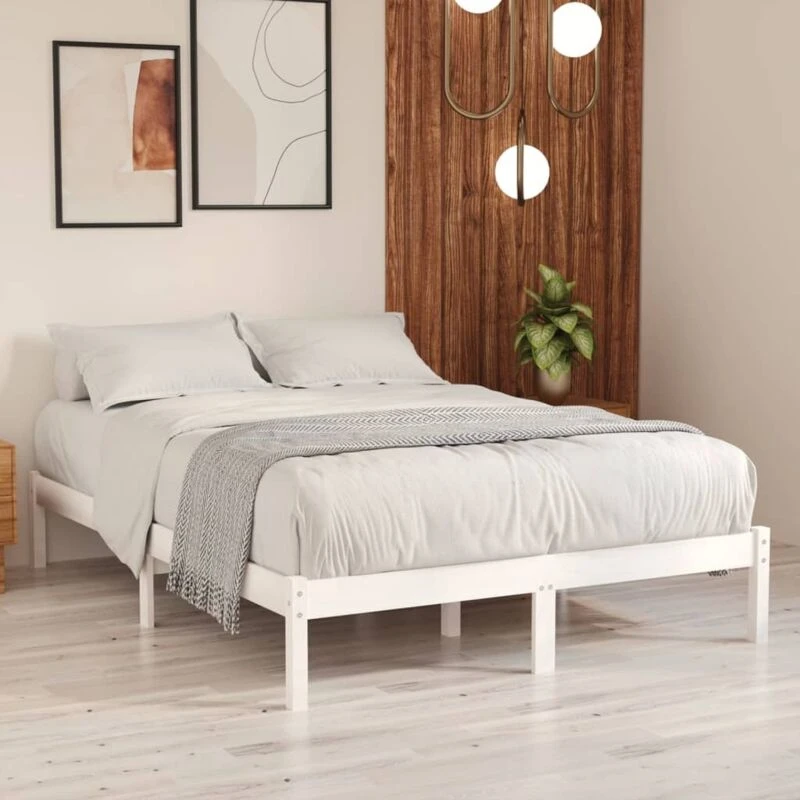Image of VIDAXL Vidaxl - 810038 Bed Frame without Mattress White Solid Wood 200x200cm 8720286762646