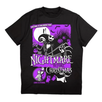 Image of Disney - The Nightmare Before Christmas Welcome To Halloween Town Unisex Large T-Shirt - Black