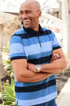 Image of Zip Neck Stripe Polo Shirt
