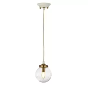 Image of 1 Bulb Ceiling Pendant Cream Painted Aged Brass Finish Plated LED E14 60W