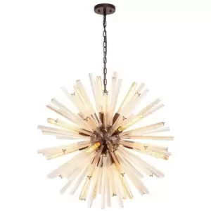Image of Luminosa Lighting - Luminosa 16 Light E27, Round Pendant Brown Oxide , Champagne Gold Glass