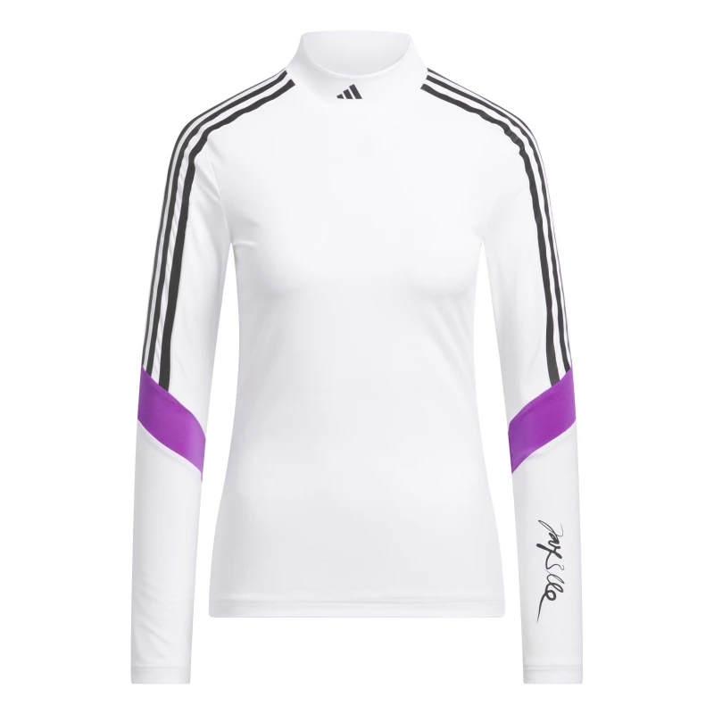 Image of adidas Mock Long Sleeve Performance Polo Shirt White female 10 (S)