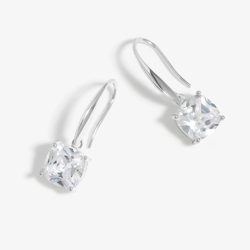 Image of Jon Richard Silver Plated And Crystal Fishhook Earrings Silver