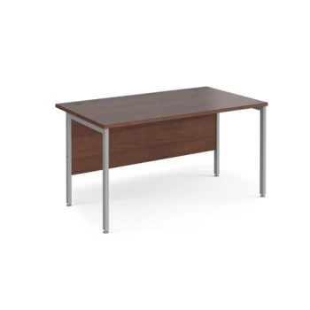 Image of Maestro 25 straight desk 1400mm x 800mm - silver H-frame leg and walnut top
