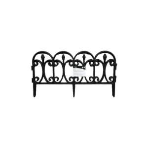 Image of 23cm x 57cm 4 Piece Black Ornate Garden Decorative Border Fence Edging