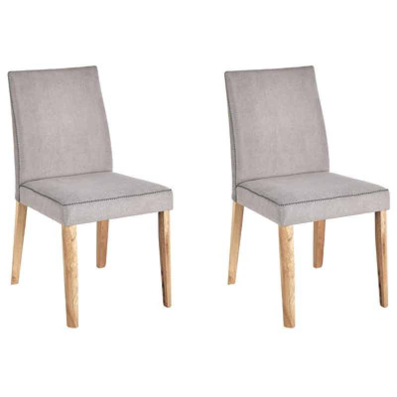 Image of Beliani Set Of 2 Dining Chairs Phola Grey