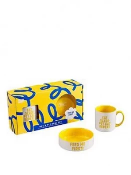 Image of Wild & Woofy Mug And Pet Bowl Set - Cat