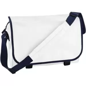 Image of Adjustable Messenger Bag (11 Litres) (Pack of 2) (One Size) (White/French Navy) - Bagbase