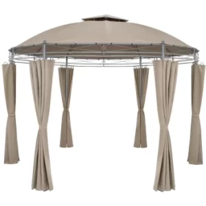 Image of Pavilion Garden Gazebo Party Tent Marquee Toscana Ø350cm Metal Water-repellent Patio taupe (de)
