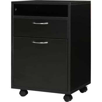 Image of Homcom - Rolling File Cabinet Office Storage w/ 2 Drawers Shelf Wheels Black