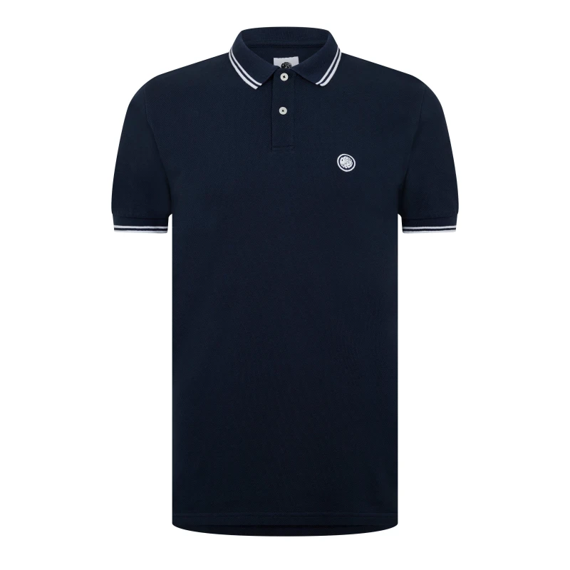 Image of Pretty Green Mens Barton Short-Sleeve Polo Shirt Navy male Small