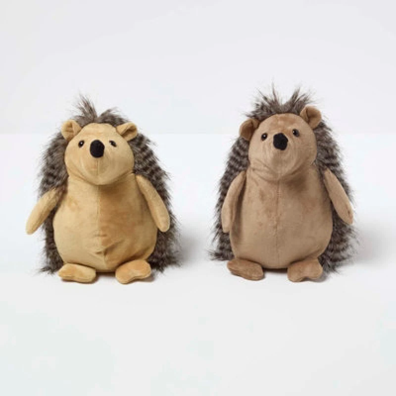 Image of Homescapes Hedgehog Doorstop - Set of 2 - Animal Door Stops Brown