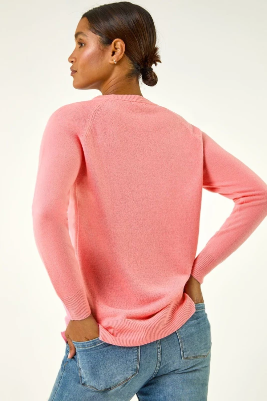 Image of Roman Plain Soft Crew Neck Jumper Rose
