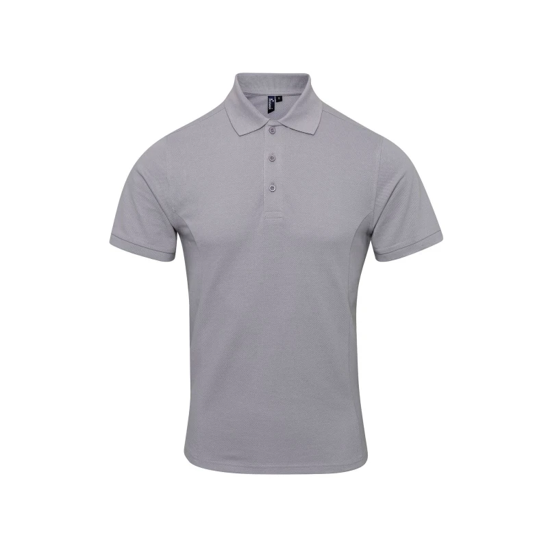 Image of Premier Premier Men Coolchecker Plus Pique Polo With CoolPlus in Silver Size: Small Silver S Male 5057819681970