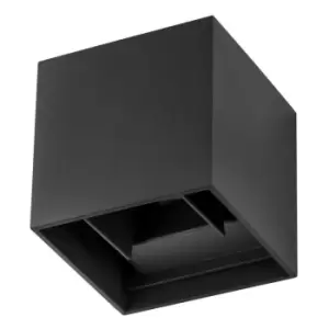 Image of Chicago 2 Light Outdoor Up Down Wall Lamp Black Aluminium LED 2x3W 510Lm 3000K Adjustable IP54 - Merano