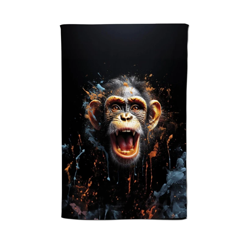 Image of Warren Reed - Designer Monkey Face Splashart Tea Towel in Orange Orange Unisex