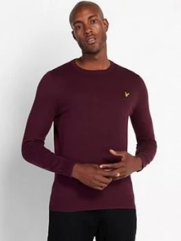 Image of Lyle & Scott Crew Neck Cotton Merino Jumper - Burgundy