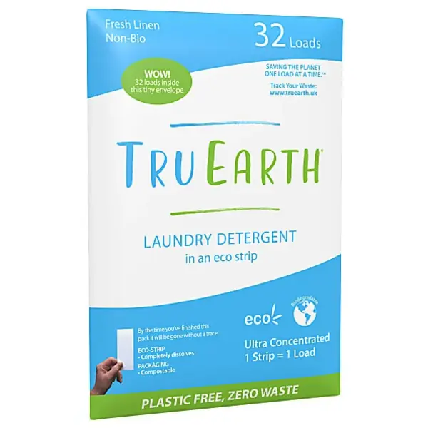 Image of Tru Earth Fresh Linen Scent Eco Strips Laundry Detergent 32 Washes