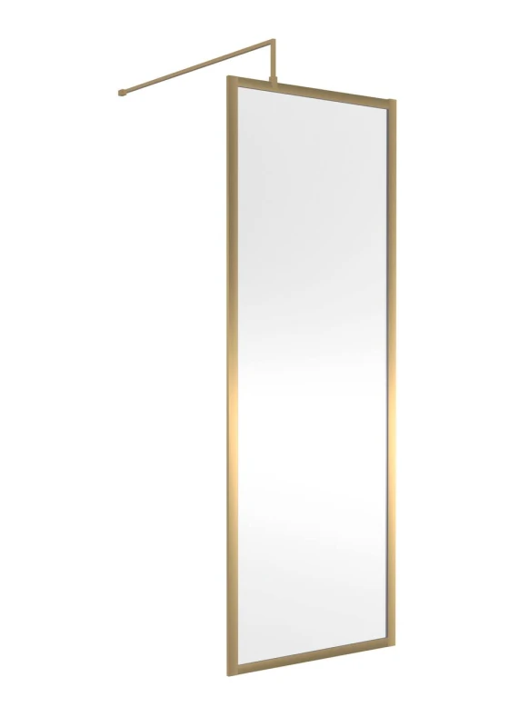 Image of Balterley 8mm Wetroom Screen & Support Bar: 700mm, Brushed Brass in Metallics Metallics Unisex