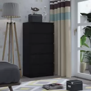 Image of Stora Modern Tall 5 Drawer Chest of Drawers Matt Black - Black