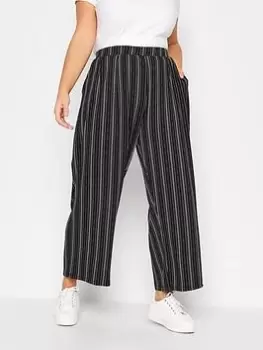Image of Yours Pleated Wide Leg Trousers - Black, Size 16, Women