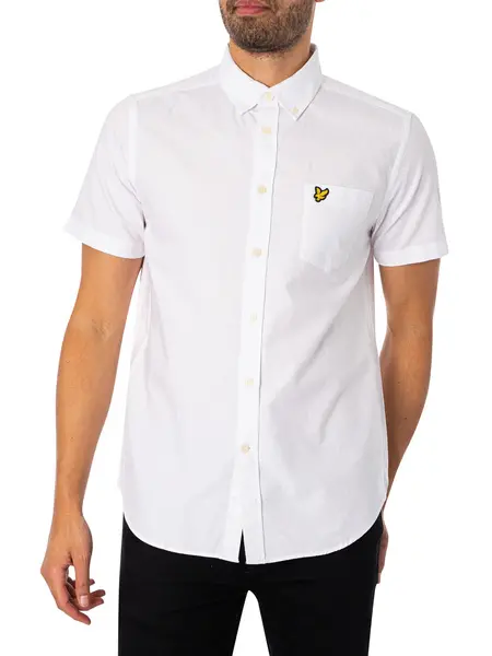 Image of Lyle & Scott Short Sleeved Oxford Shirt White S