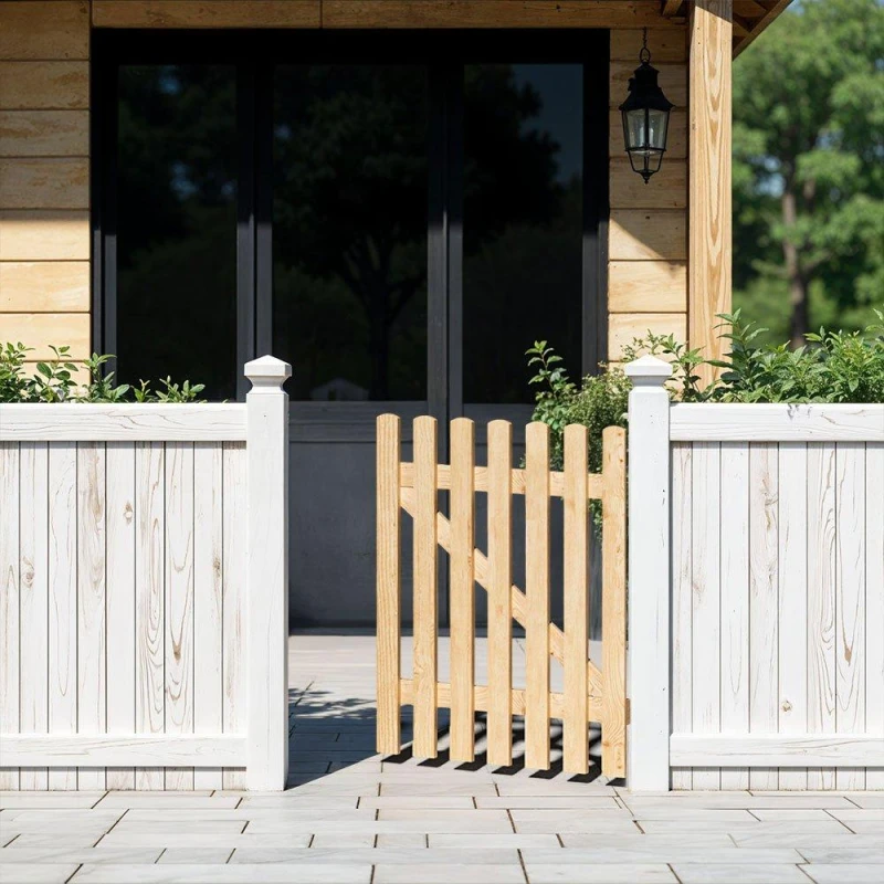 Image of Breeins 90cm H Garden Wood Fence Gate with Latch Brown Brown L