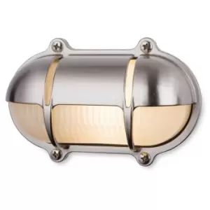 Image of Firstlight Nautic Outdoor Brass Bulkheads Wall Light Oval Nickel Finish IP64, E27