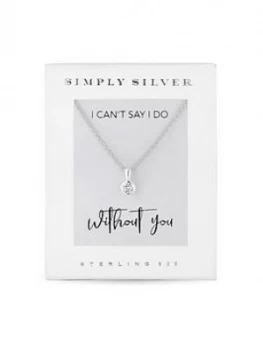 Image of Simply Silver Cubic Zirconia Besel Set Round Pendant in Gift Box, One Colour, Women