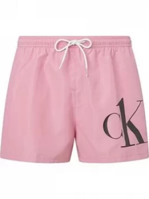 Image of Calvin Klein Ck Logo Swim Shorts, Lovely Blush, Size S, Men