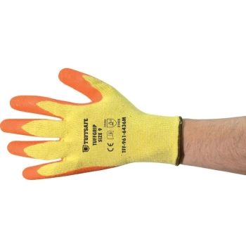 Image of TuffGrip Palm-side Coated Yellow/Orange Gloves - Size 10 - Tuffsafe