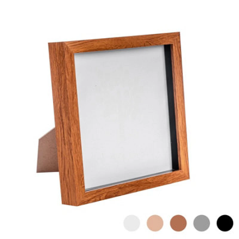 Image of Nicola Spring 8 X 8" Photo Frame - Dark Wood - 3D Photo Frame Picture Frame Box Portrait Display Case (22.5 X 22.5Cm)