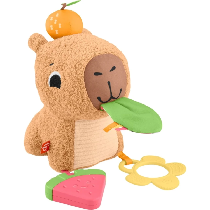 Image of Fisher-Price Fisher-Price Snuggly Snacky Capybara Plush Baby Sensory Toy